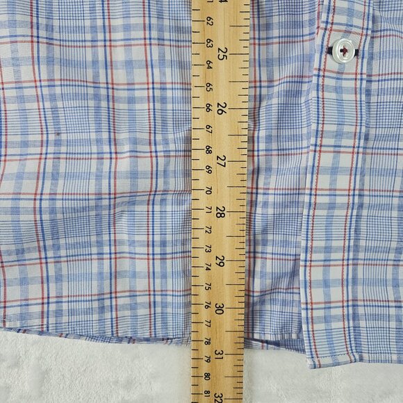 Tommy Hilfiger Shirt Men's Size L 16 34/35 Blue Plaid Wrinkle Free Long Sleeve - Picture 10 of 10